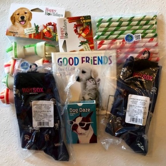 Dog Lovers Canine Socks Cards Treats Book NWT Set - Picture 1 of 11